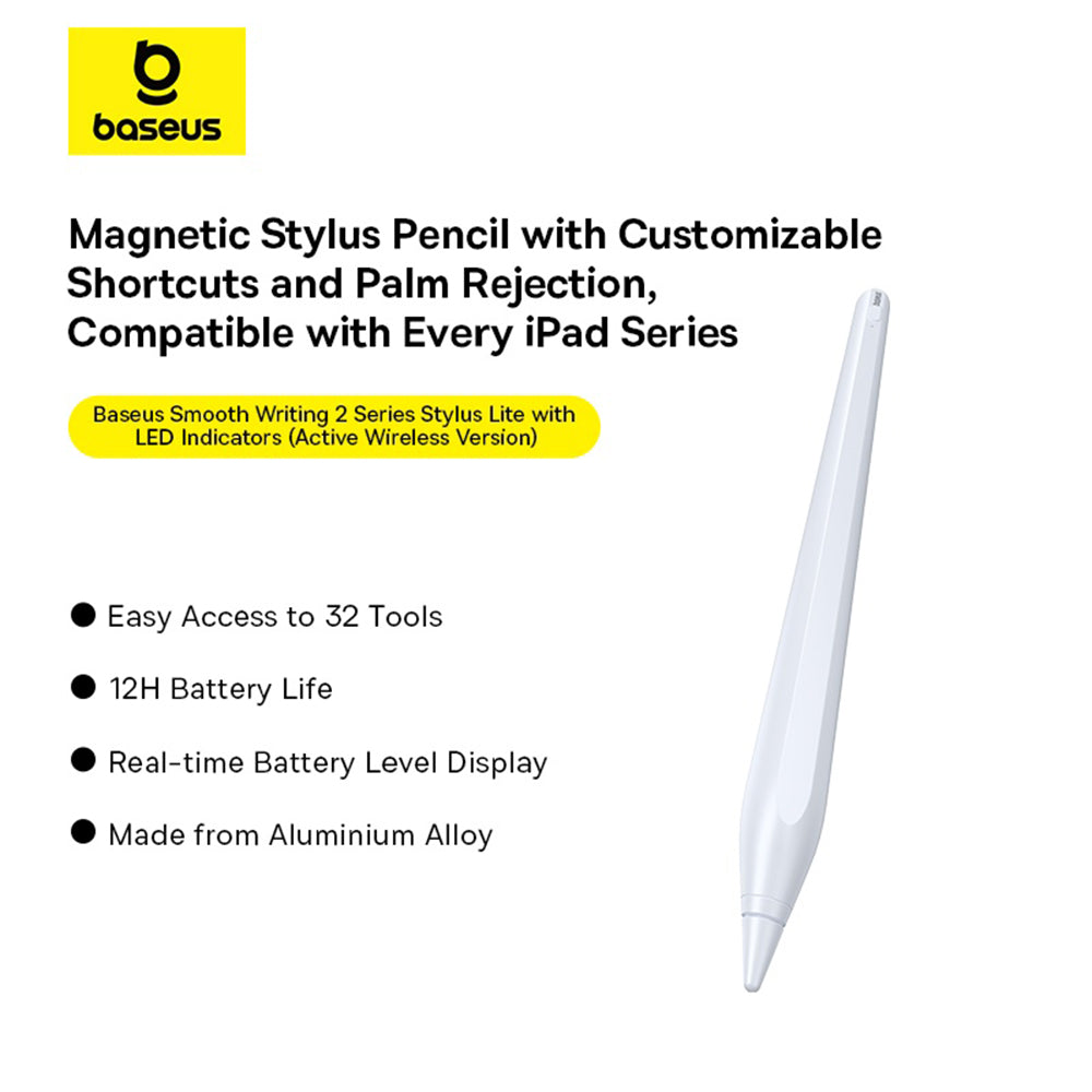 Touch Pen Baseus Smooth Writing 2 Series voor Apple iPad, Actieve Draadloze Versie, Wit P80015802213-03