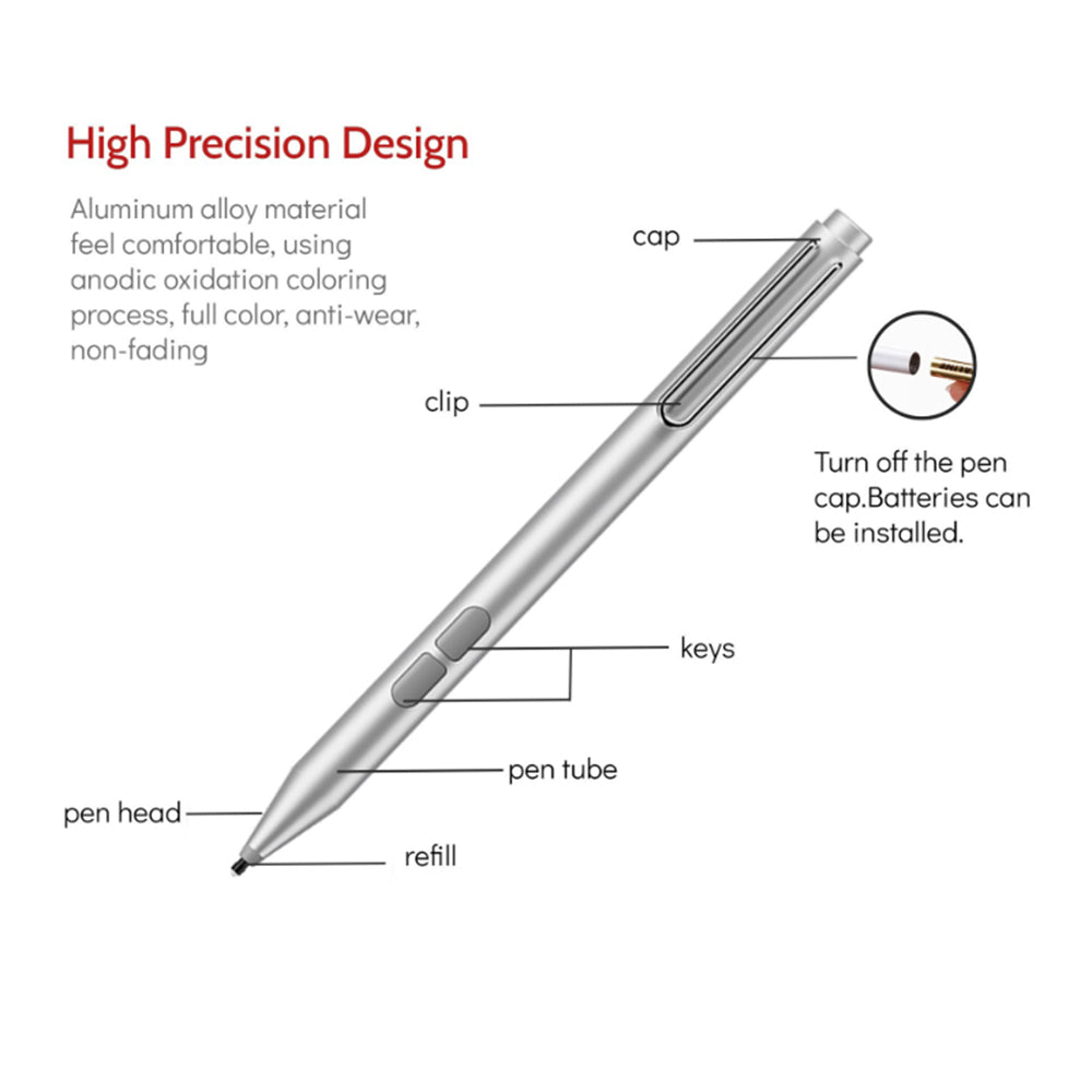 Touch Pen Techsuit F94S voor Microsoft Surface / Asus Transformer / Zen / Vivobook / HP Envy / Pavilion / Spectre, Actieve Versie, Zwart