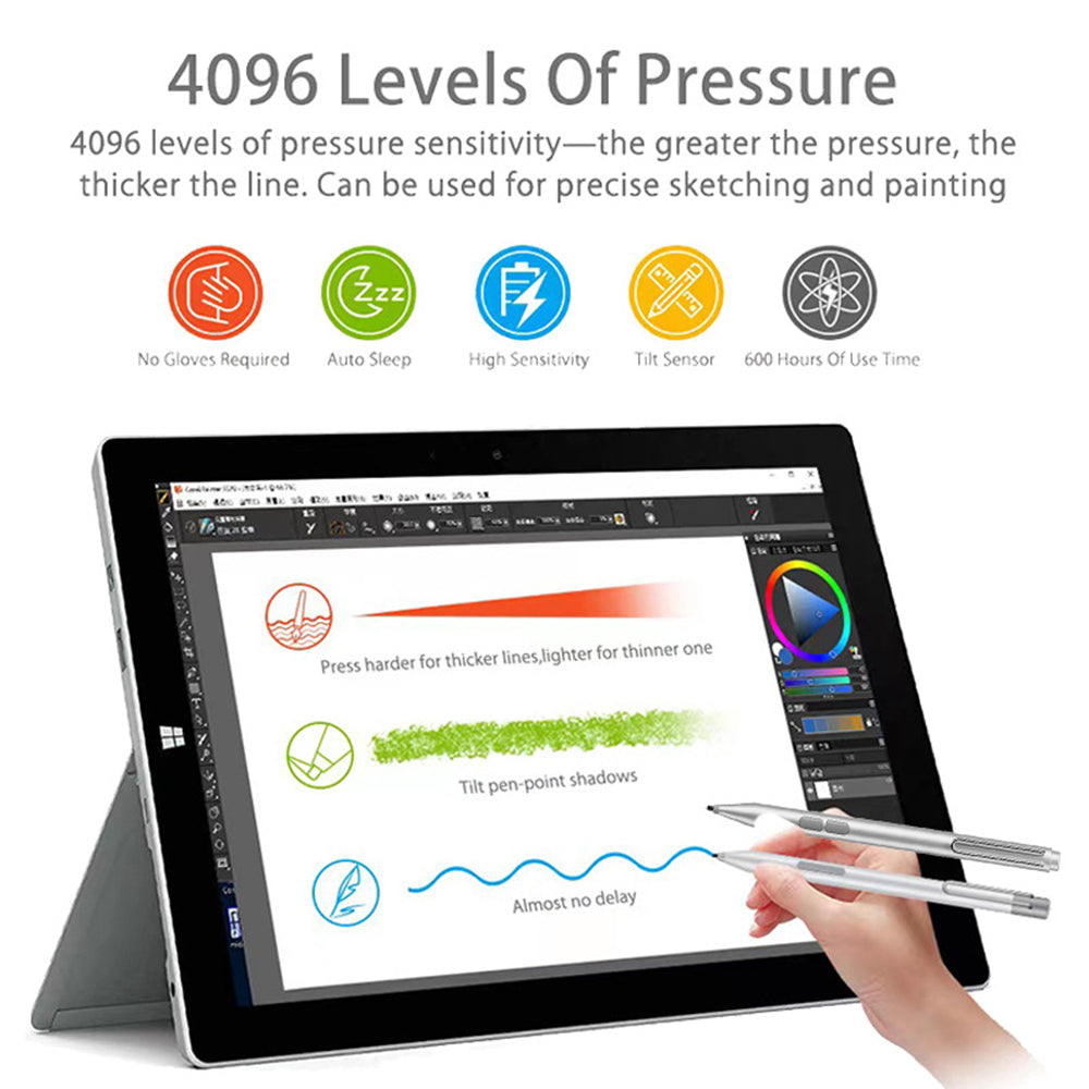 Touch Pen Techsuit F94S voor Microsoft Surface / Asus Transformer / Zen / Vivobook / HP Envy / Pavilion / Spectre, Actieve Versie, Zwart