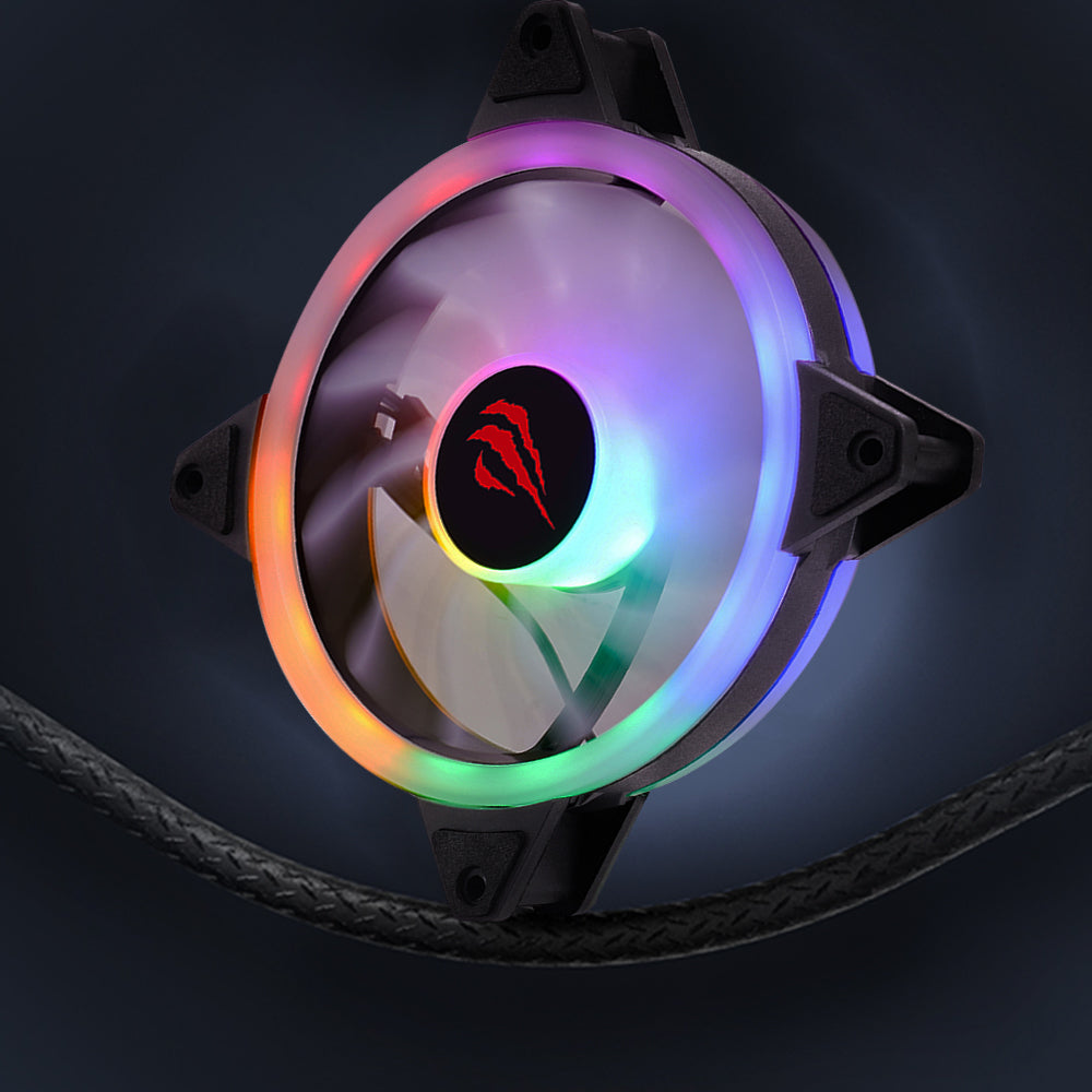 Ventilator HAVIT F2089, RGB, 1200RPM, 35dB, 1.32W, Zwart