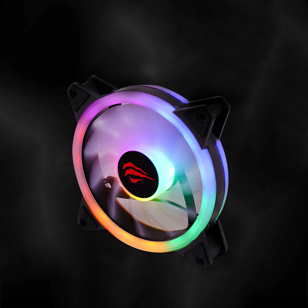 Ventilator HAVIT F2089, RGB, 1200RPM, 35dB, 1.32W, Zwart