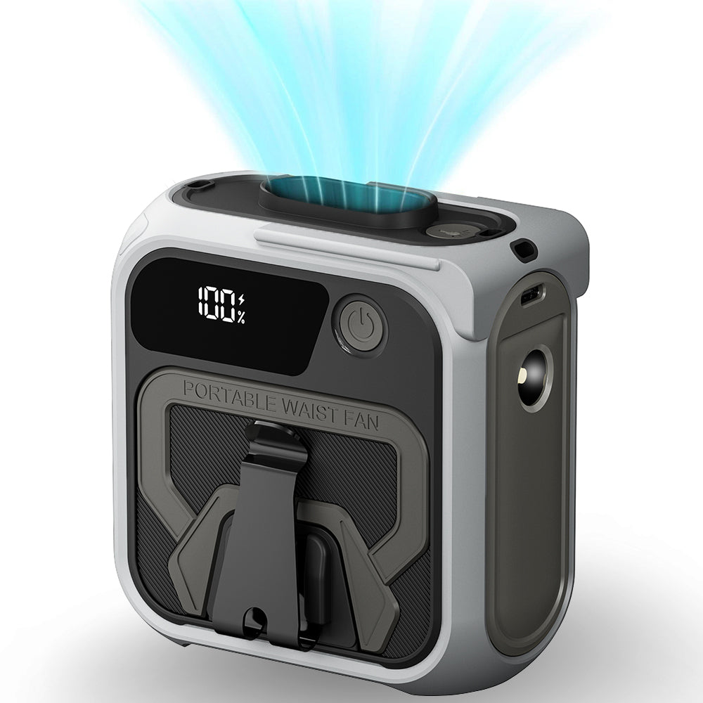 Draagbare Ventilator Techsuit Z13 met externe batterij 10000mAh, Grijs