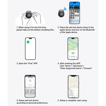 Acefast SmartTag S2 voor iOS Series, Zwart