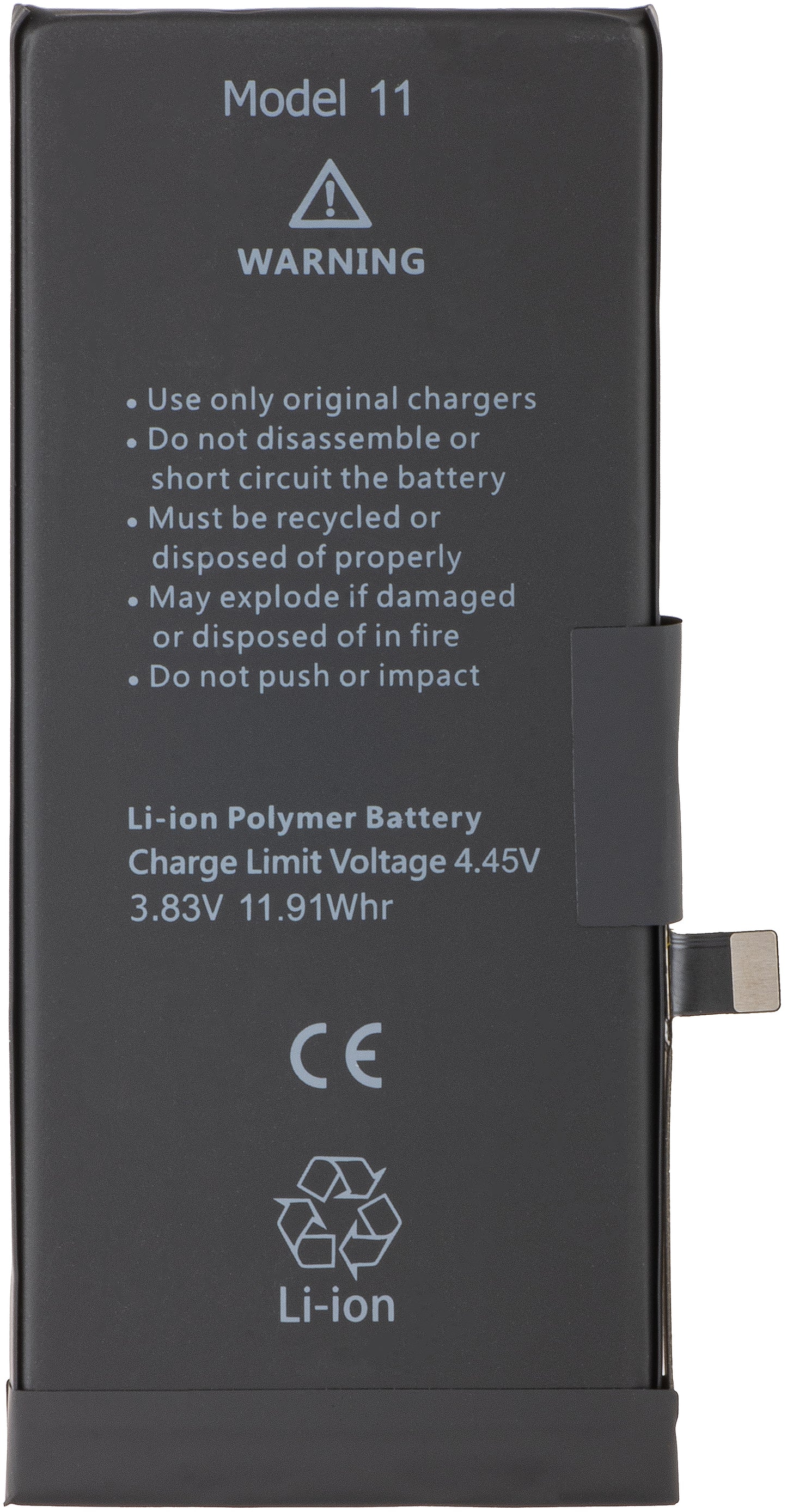 Apple iPhone 11 battery, with integrated Flex Band BMS (no contact welding required)