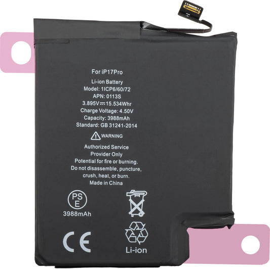 Apple iPhone 17 Pro batterij, USA e-SIM versie