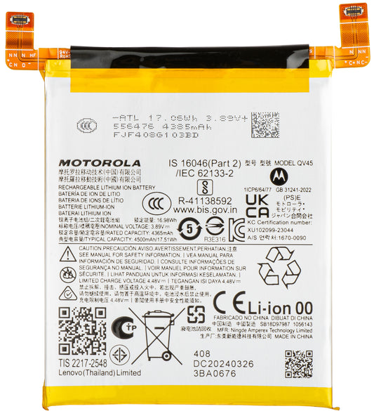 Motorola Edge 50 Ultra Battery, QV45, Service Pack SB18D97987