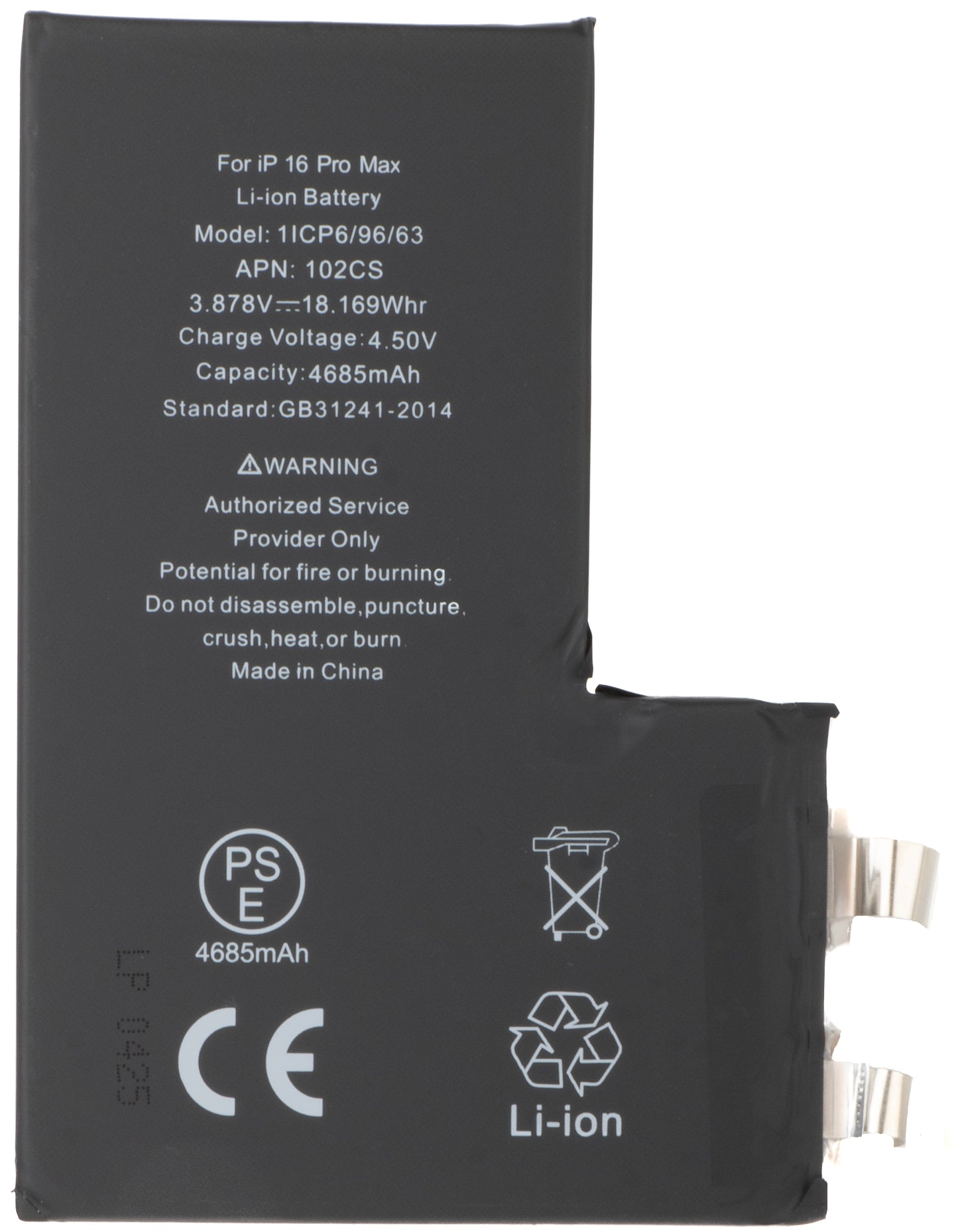 Accu voor Apple iPhone 16 Pro Max, zonder Flex BMS-band