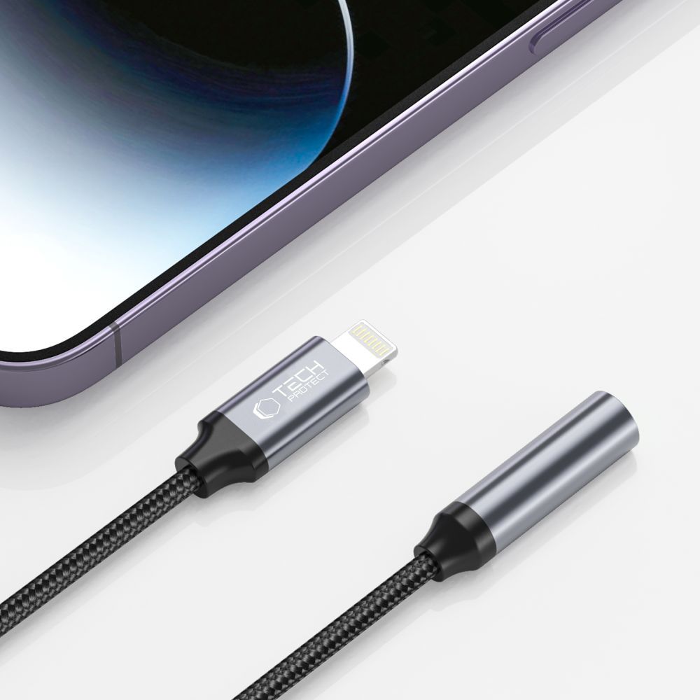 Audio Adapter Lightning - 3.5mm Tech-Protect Ultraboost, Zwart