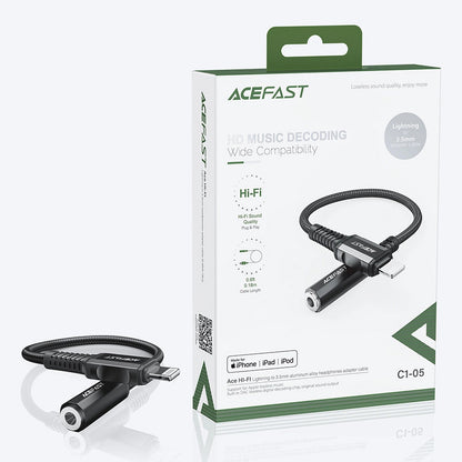 Audio Adapter Lightning - 3.5mm Acefast C1-05, Zwart