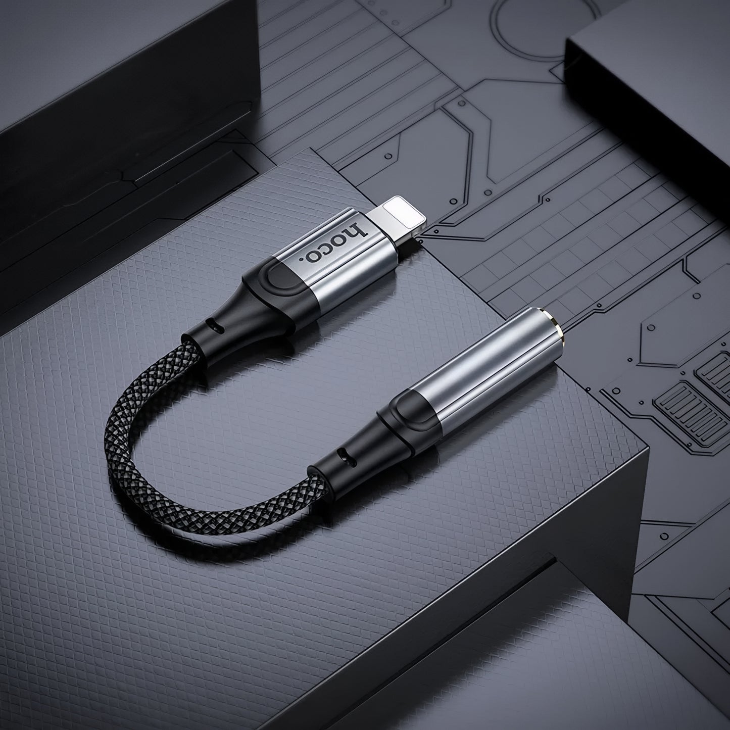 Audio Adapter Lightning - 3.5mm HOCO LS36A, Gri