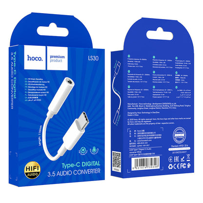 USB-C naar 3,5mm Audio-adapter HOCO LS30, Wit