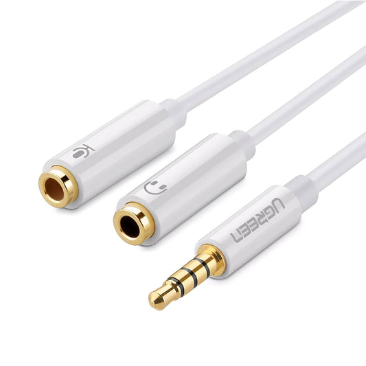 Audio Kabel 3.5mm - 2 x 3.5mm UGREEN AV141, 0.2m, Wit