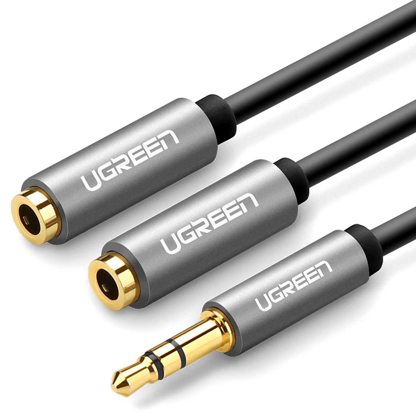 Audio Splitter Adapter 3.5mm - 2 x 3.5mm UGREEN AV123 2in1, 0.2m, Gri