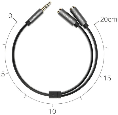 Audio Splitter Adapter 3.5mm - 2 x 3.5mm UGREEN AV123 2in1, 0.2m, Gri