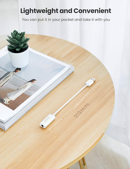 Audio Adapter UGREEN US206, USB-A - 3.5mm, Wit