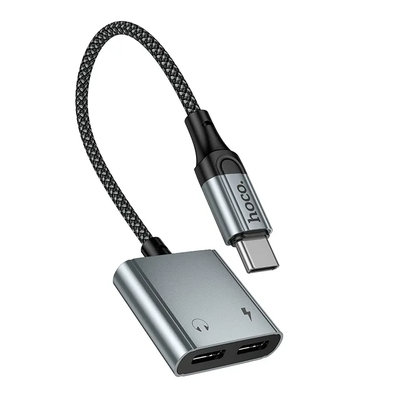 USB-C Audio-adapter - USB-C / USB-C HOCO UPA34A, Grijs