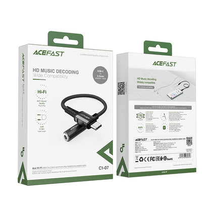 Audio Adapter USB-C - 3.5mm Acefast C1-07, Zwart