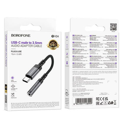USB-C naar 3,5mm Audio-adapter Borofone BV24, Grijs