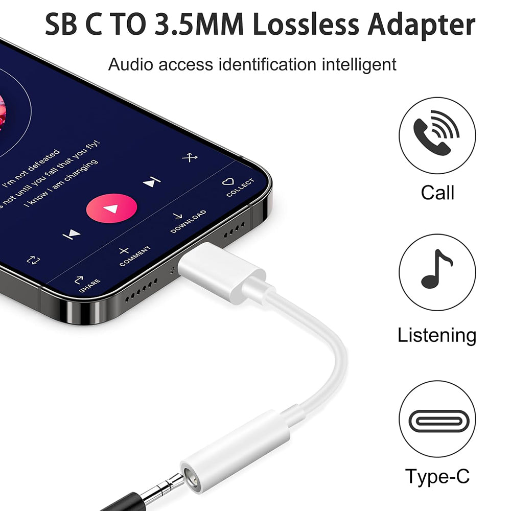 Audio Adapter USB-C - 3.5mm Techsuit AC18 MusicBox, Wit, Set van 2 stuks