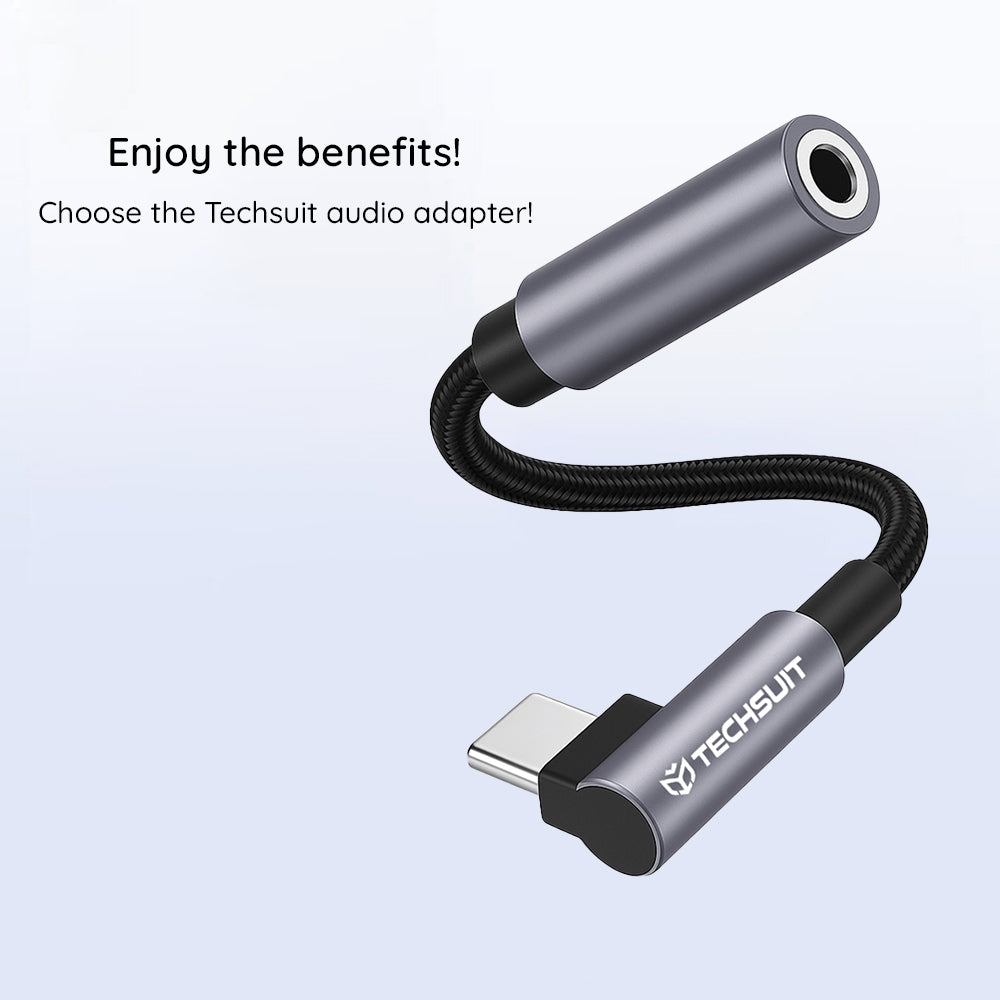 Audio Adapter USB-C - 3.5mm Techsuit AC7 MusicDox, Grijs