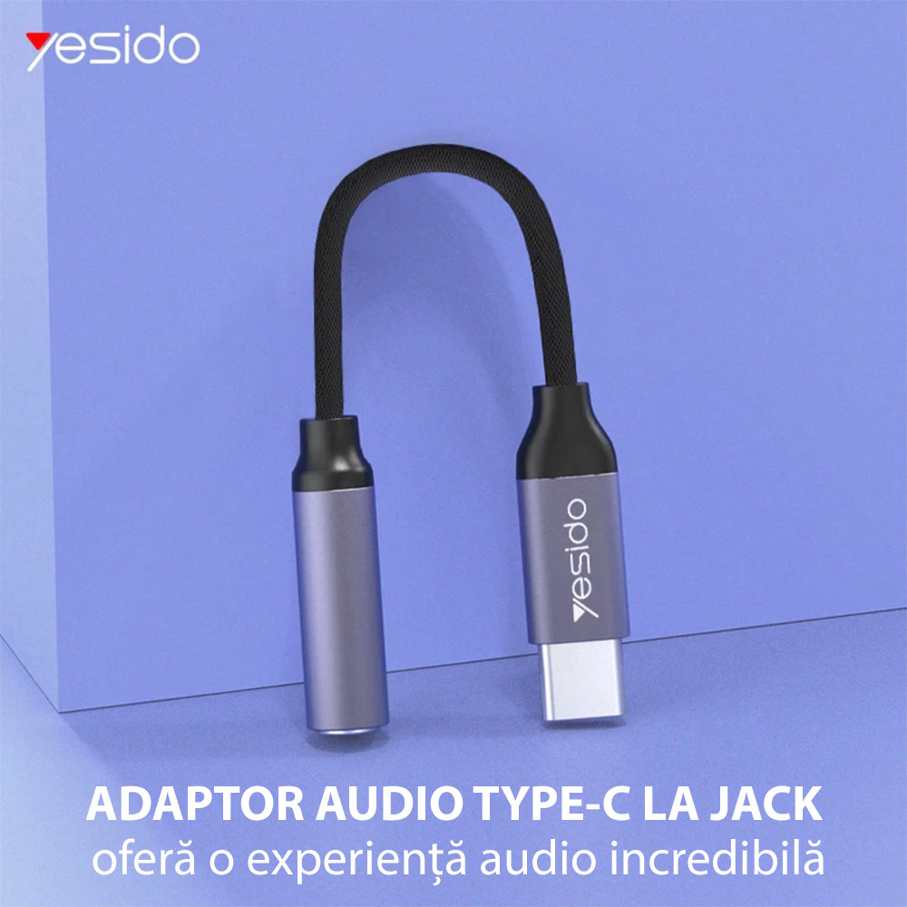 Audio Adapter USB-C - 3.5mm Yesido YAU19, Zwart