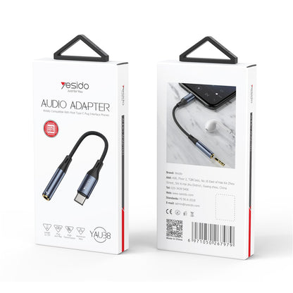Audio Adapter USB-C - 3.5mm Yesido YAU38, Zwart