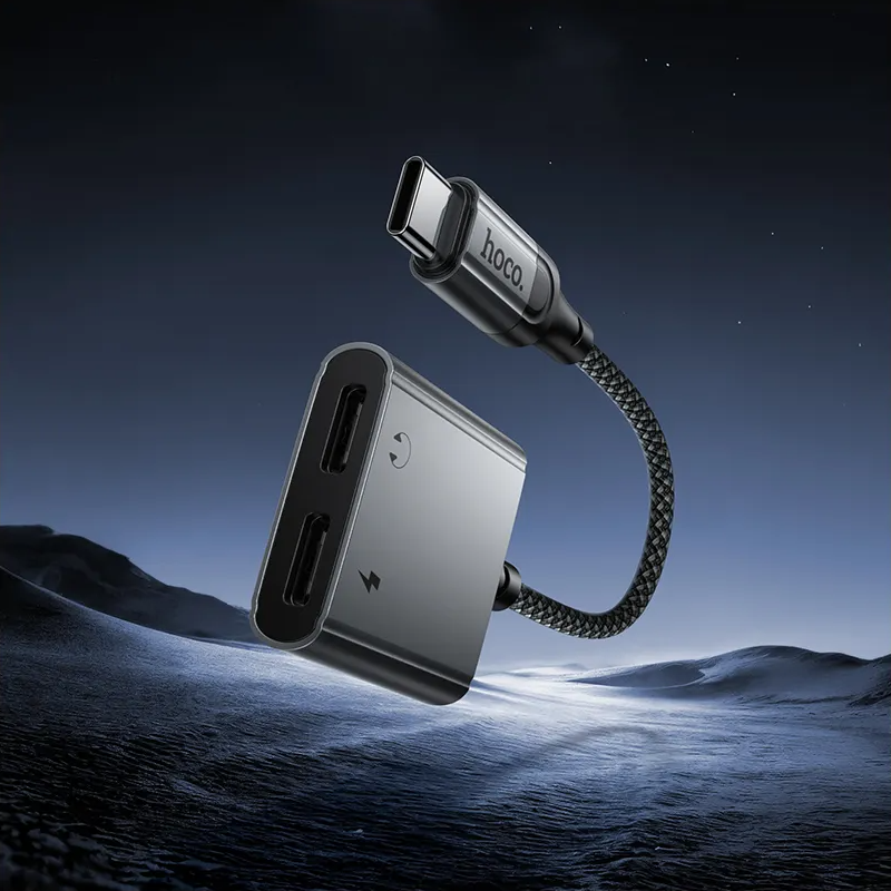 USB-C Audio-adapter - USB-C / USB-C HOCO UPA34A, Grijs