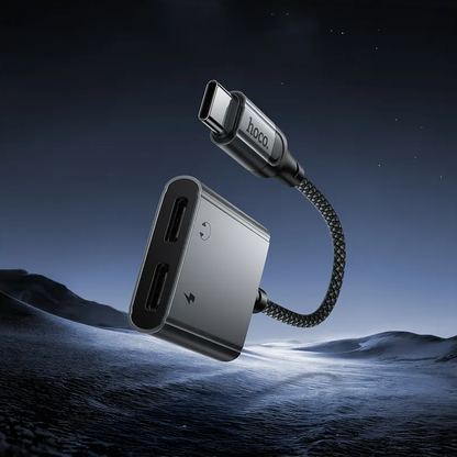 USB-C Audio-adapter - USB-C / USB-C HOCO UPA34A, Grijs
