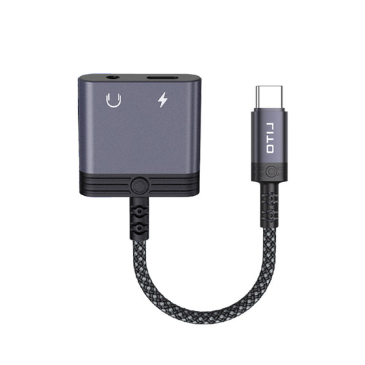 Audio Adapter USB-C - USB-C / 3.5mm Lito LA04T, Zwart