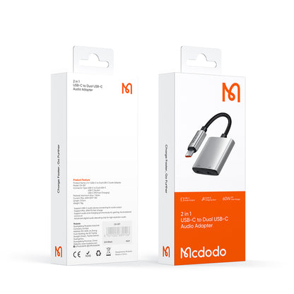 Audio Adapter USB-C - USB-C / USB-C McDodo CA-5570 Wales, Grijs