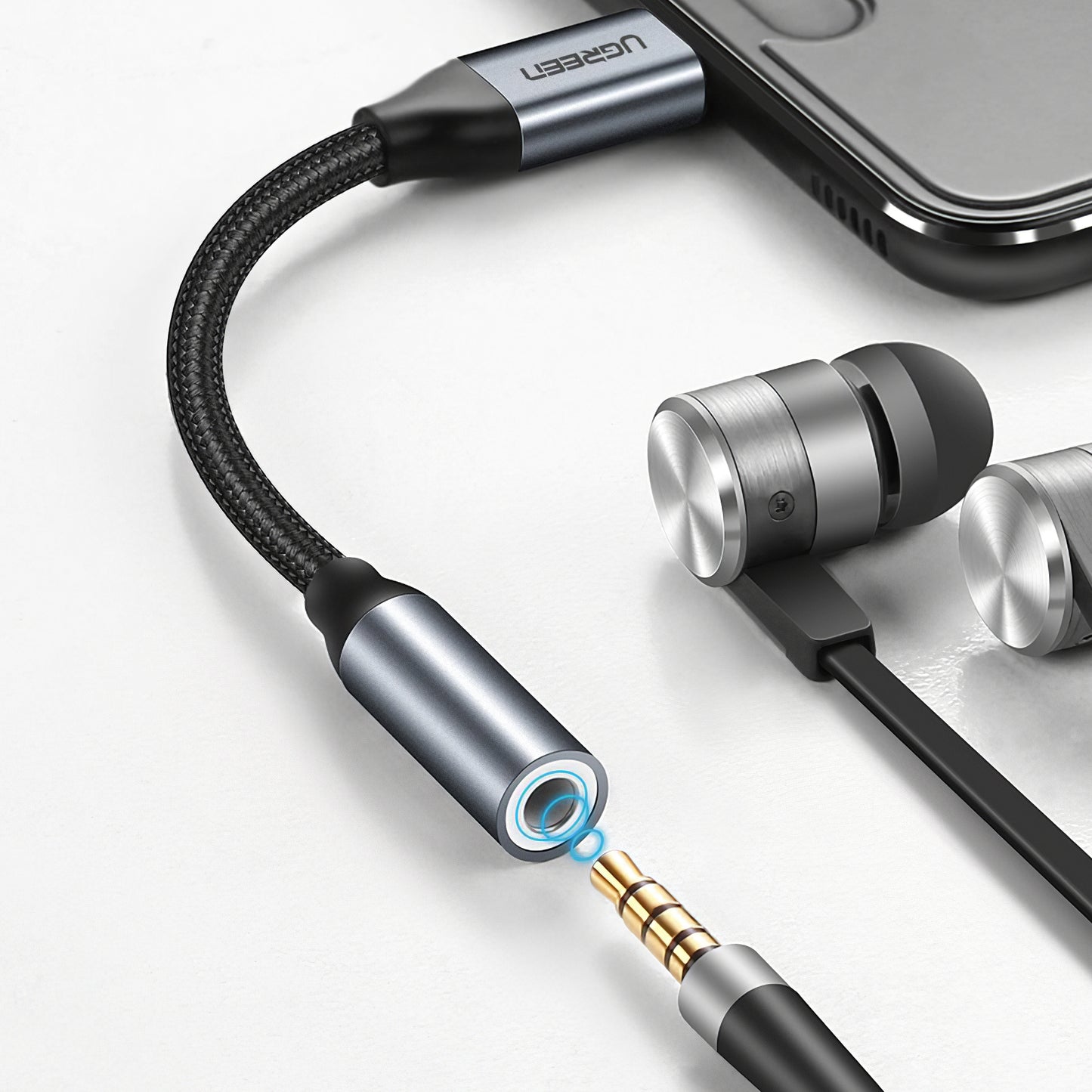 Audio Adapter USB-C - 3.5mm UGREEN AV142, Grijs