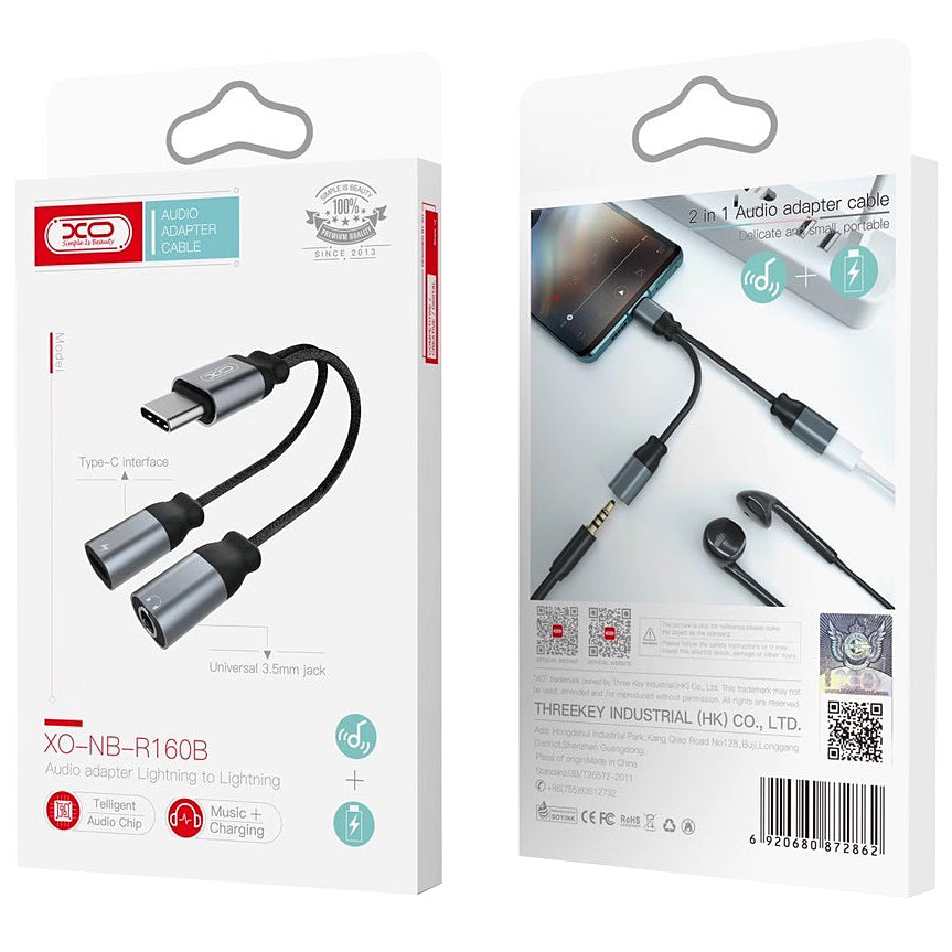 USB-C Audio Adapter - USB-C / 3.5mm XO Design NBR160B, Black