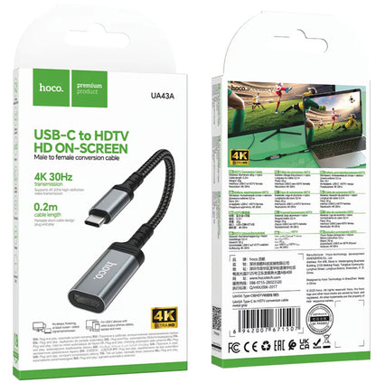 USB-C to HDMI Audio and Video Adapter HOCO UA43A, Gray