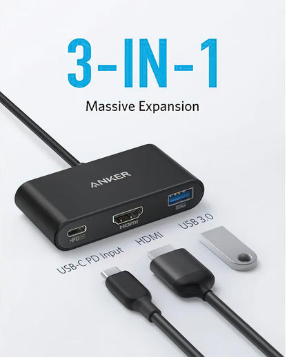 Audio- en Videoadapter USB-C - USB-C / HDMI / USB-A Anker PowerExpand, Zwart A8339HA1