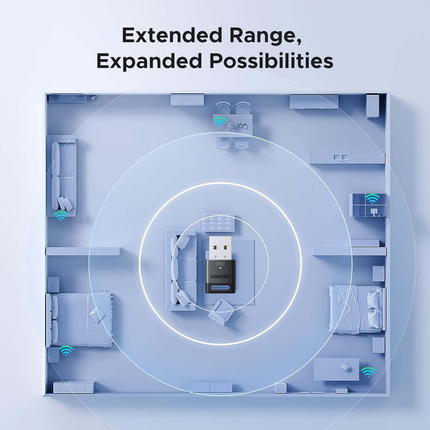 Bluetooth USB-adapter UGREEN CM748 (75073), Zwart