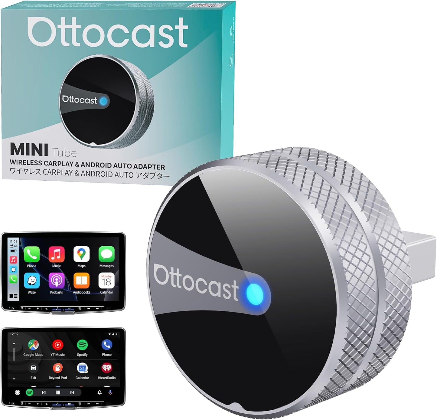 Draadloze Carplay / Android Auto Adapter Ottocast Mini Slim Tube voor Apple iPhone / Android Series CP88-T4