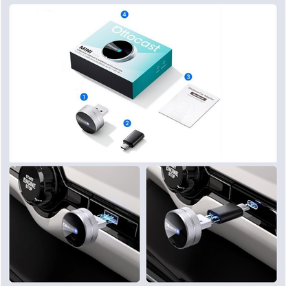 Draadloze Carplay / Android Auto Adapter Ottocast Mini Slim Tube voor Apple iPhone / Android Series CP88-T4