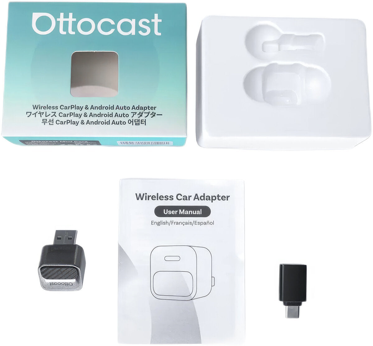 Draadloze Carplay / Android Auto-adapter Ottocast Mini Pico Style B voor Apple iPhone / Android Series CA525-T3