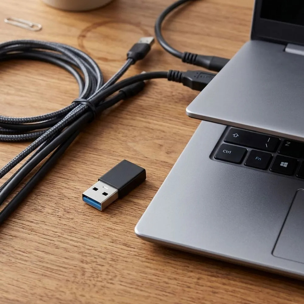 USB-C naar USB-A Data- en Oplaadadapter Blue Star, Zwart