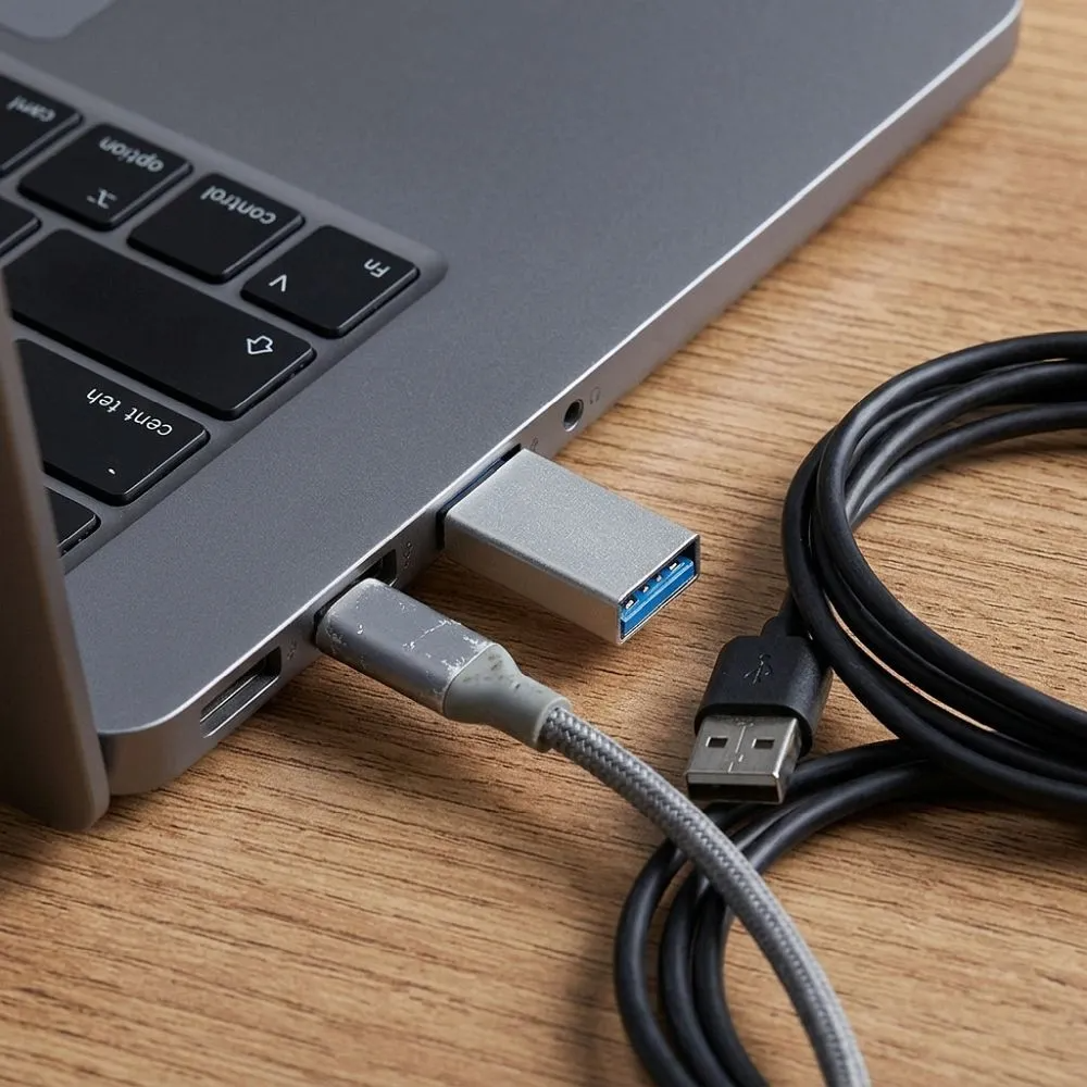 USB-C naar USB-A Data- en Oplaadadapter Blue Star, Wit