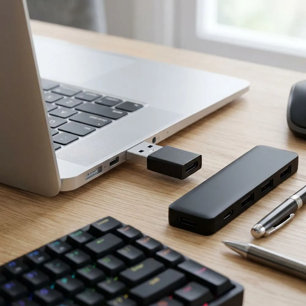 USB-C naar USB-A Data- en Oplaadadapter Blue Star, Zwart