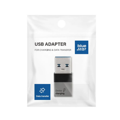 USB-C naar USB-A Data- en Oplaadadapter Blue Star, Zwart