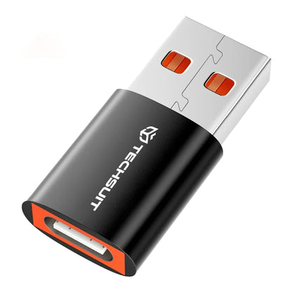 Data- en Oplaadadapter USB-C - USB-A Techsuit A5 HyperPort, Zwart Oranje