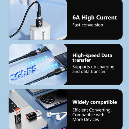 Data- en Oplaadadapter USB-C - USB-A Techsuit A5 HyperPort, Zwart Oranje