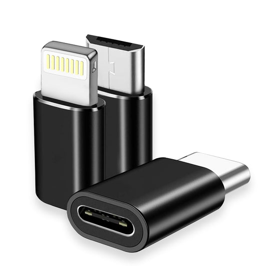 Adapter voor Data en Opladen USB-C - Lightning / microUSB / USB-A Techsuit A19 TriFlashX 3in1, Zwart