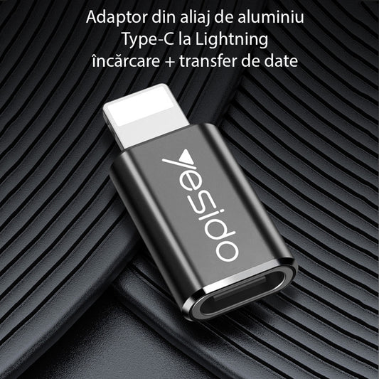 USB-C - Lightning Data en Oplaad Adapter Yesido GS03, Zwart