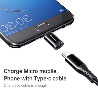 Adapter voor Data en Opladen USB-C - microUSB McDodo OT-7690, Zwart