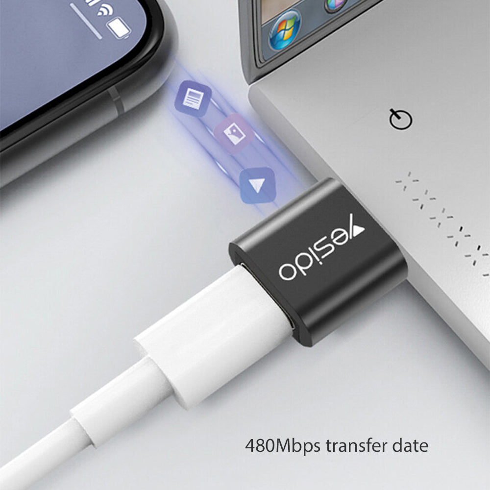 Data- en Oplaadadapter USB-C naar USB-A Yesido GS09, Zwart