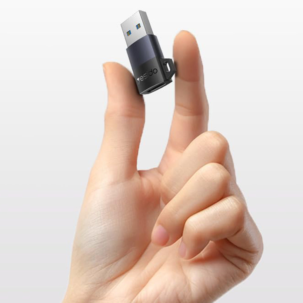 USB-C - USB-A Yesido GS34 Data- en Oplaadadapter, Gri