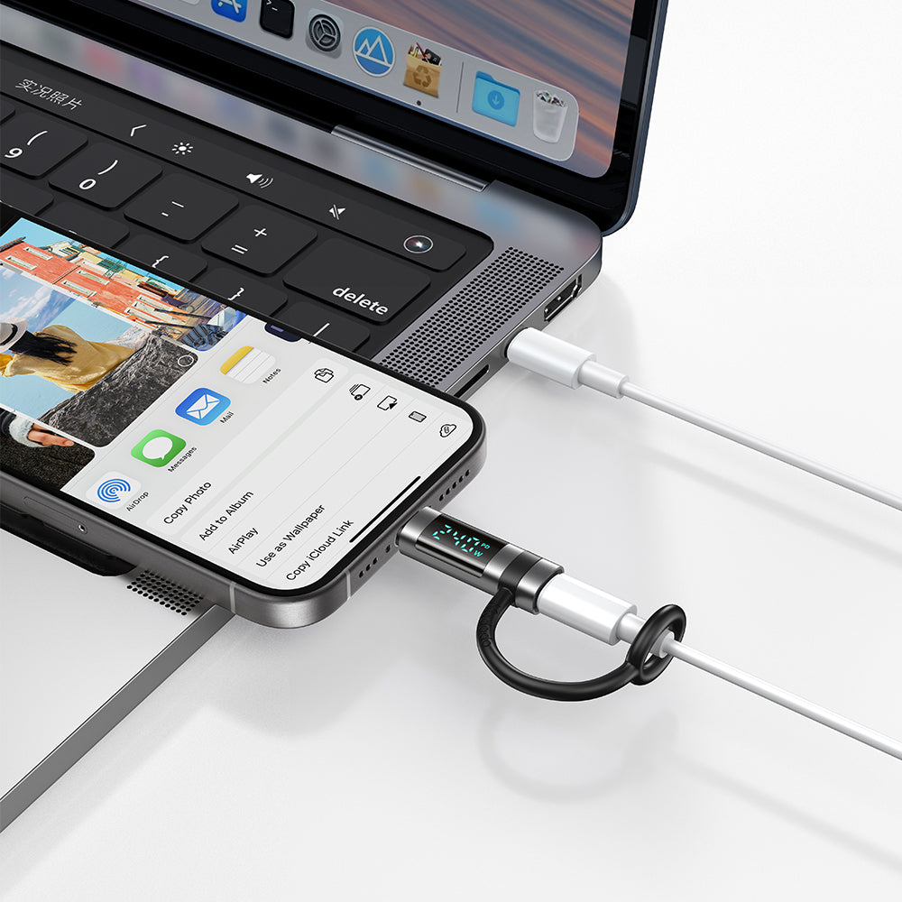 USB-C Data en Oplaad Adapter - USB-C McDodo OT-2620 Pigeon Display, Zwart